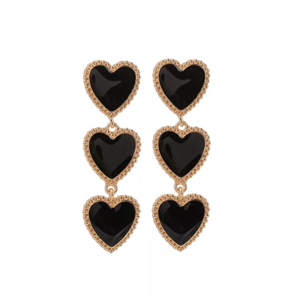 3/$30 🖤 Black Heart Long Earrings - Picture 2 of 2